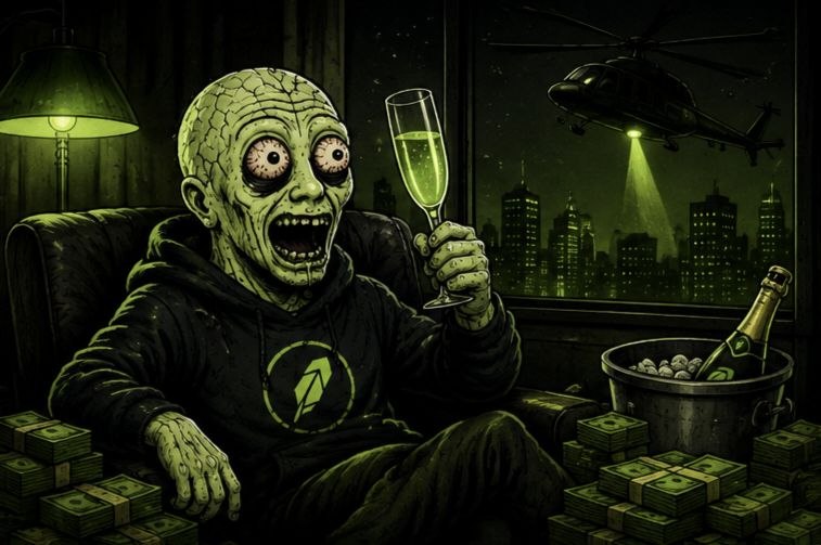 $DBTS mascot celebrating in a penthouse