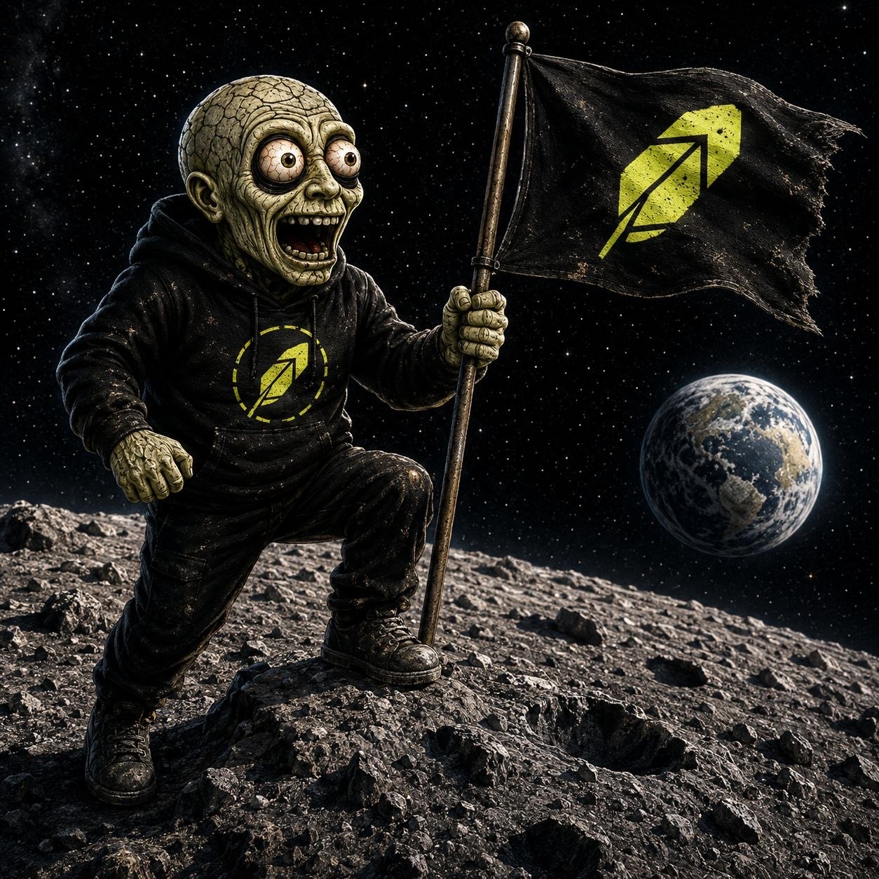 $DBTS mascot planting a flag on the moon