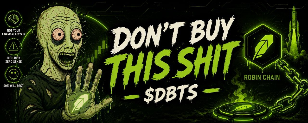 $DBTS zombie mascot holding up a hand next to the words Don't Buy This Shit